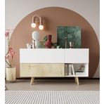 Vm Vertex Mobilya Bolonya Ahşap Ayaklı Modern Konsol 150 Cm Safir Meşe-Beyaz
