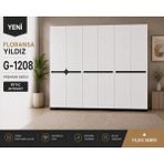 VM VERTEX MOBİLYA Floransa G-1208 Yıldız 6 Kapılı 2 Askılıklı Beyaz Antrasit Gardrop - Antrasit - Beyaz