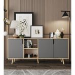 VM VERTEX MOBİLYA Latina Modern Konsol 3 Kapaklı 180 cm Safir Meşe - Antrasit - Safirmeşe - Antrasit