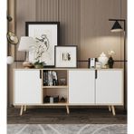 VM VERTEX MOBİLYA Latina Modern Konsol 3 Kapaklı 180 cm Safir Meşe - Beyaz - Safirmeşe - Beyaz