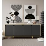 VM VERTEX MOBİLYA Lazio Bohem Ahşap Ayaklı Modern Konsol 180 cm Safir Meşe-Antrasit - 45x180 - Safirmeşe - Antrasit