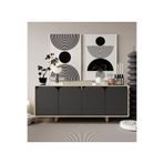 VM VERTEX MOBİLYA Lazio Bohem Ahşap Ayaklı Modern Konsol 180 Cm Safir Meşe-Antrasit Safir Meşe-Antrasit 45 x 180