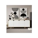 Vm Vertex Mobilya Lazio Bohem Ahşap Ayaklı Modern Konsol 180 Cm Safir Meşe-Beyaz