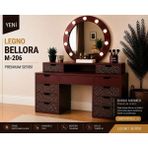VM VERTEX MOBİLYA Legno Bellora Premıum Yuvarlak Aynalı Bordo Mermer Desenli Makyaj Masası