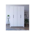 VM VERTEX MOBİLYA Monza 4 Kapılı Beyaz Gardırop Dolap 120 Cm Vm30, 180 Cm Beyaz