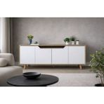 VM VERTEX MOBİLYA Roma Ahşap Ayaklı Modern Konsol Safir Meşe - Beyaz - 180X45 - Safirmeşe - Beyaz