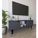 Vm Vertex Mobilya Siena Ahşap Ayaklı Tv Ünitesi Antrasit Televizyon Konsolu 140 Cm Ekonomik Modül Sehpa