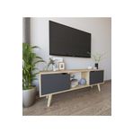 Vm Vertex Mobilya Siena Ahşap Ayaklı Tv Ünitesi Safir Meşe-Antrasit Televizyon Konsolu 140 Cm Ekonomik Modül Sehpa