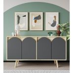 VM VERTEX MOBİLYA Venezia Ahşap Ayaklı Bohem Konsol Safir Meşe - Antrasit 150 cm - 150X45