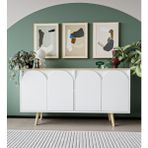 VM VERTEX MOBİLYA Venezia Ahşap Ayaklı Bohem Konsol Safir Meşe-Beyaz 150 cm - 150X45 - Beyaz - Meşe