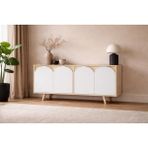 VM VERTEX MOBİLYA Venezia Ahşap Ayaklı Bohem Konsol Safir Meşe Gövde -Beyaz Kapak 150 cm - 150X45 - Safirmeşe - Beyaz