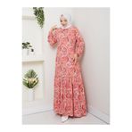 vmeste Pembe şal desenli viskon elbise