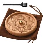 VntMQP Lotus tütsü çubuğu, brülör, taşınabilir set, tütsü çubuğu, brülör çantası ve temizleme fırçası, ev dekorasyonu, meditasyon ve yoga (kayın) için el yapımı