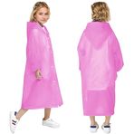 Voarge Çocuklar, erkek ve kız çocukları için yağmurluk, hafif, şeffaf, tekrar kullanılabilir, kapüşonlu, festivaller, yağmur pançosu, bisiklet, yürüyüş, bisiklet ve seyahat için, Pembe., 92