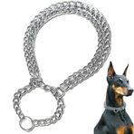 Voarge Paslanmaz çelik köpek kolyesi, iki sıralı krom, kısa tüylü ırklar için ideal (40 cm)