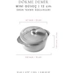 Voeux Kitchenware Gracieuse Döküm Mini Güveç Tencere 12 cm Gri