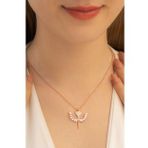 Vog - Zirkon Taşlı Rose Kalpli Mikailin Kılıcı Model 2 Kadın Gümüş Kolye