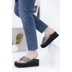 Voga 2547 Dolgu Topuk Casual Anatomik Kadın Terliği Platin 40