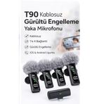 Voground T90 Kablosuz Yaka Mikrofonu 4’lü Set Gürültü Engelleme iOS Android Uyumlu Profesyonel Kayıt