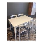 VOGUE TASARIM VE AKSESUAR 70x110 Mutfak Yemek Masası Takımı 4 Sandalyeli 4-6 Kişilik Atlantik Çam Beyaz Modern Şık Kampanyalı