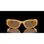 Vogue Unisex Güneş Gözlüğü - Geometrik/İrregüler Form Hardal Kemik Çerçeve Koyu Kahverengi Cam 0Vo5585s