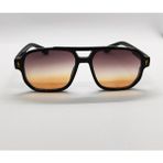 Vogue Vault Retro Siyah Çerçeve Model, Gold Motif Detay, Degrade Cam Unisex Güneş Gözlüğü, Deri Kılıf Hediyeli