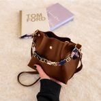 VogueaStyle Kahve Zincir & Şerit Detaylı Omuz Çantası - Bordo