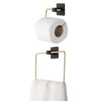 VOİVA 2 li Gold Modern Yapışkanlı WC Tuvalet Kağıt Tutucu Kare Havlu Tutucu Set