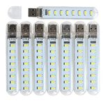 VOKARO USB Işık, Gece Lambası Fişi, Güç Tuğlası/Taşınabilir Güç İstasyonu için 8 Lamba Boncuklu Küçük Led Işık Çubuğu (8'li Paket) (Beyaz)