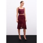Volanlı Pul Payetli Etek - Bordo - 38