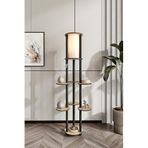 VOLANTE Lambader – 140 cm Yükseklik, 40x40 cm Dengeli Taban, Modern Ahşap Görünümlü Gövde, E27 Duy Tipi Uyumlu, LED Ampul ile Kullanılabilir, Göz Yormayan Aydınlatma (Mese)