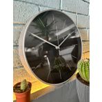 VOLANTE® Modern Duvar Saatleri MIRACLE Serisi 30 cm Ø Gerçek Cam Ev/Ofis/Mutfak/Sınıf/Okul Sessiz & Akar (GÜMÜŞ)