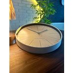 VOLANTE® Modern Duvar Saatleri NOBLE Serisi 35 cm Ø Gerçek Cam Ev/Ofis/Mutfak/Sınıf/Okul Sessiz & Akar (BEYAZ-MAVİ)