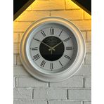VOLANTE® Vintage Duvar Saatleri BEYAZ-İNCİ Serisi 45 cm Ø Gerçek Cam Ev/Ofis/Mutfak/Sınıf/Okul Sessiz & Akar (V-BYZ16GLD)
