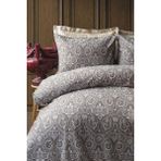 VOLARE 230 Tc (90 Tel) Ipliği boyali Jakarli Pamuk Saten Aile Seti Nevresim Takımı - Gri - 160 x 220 cm