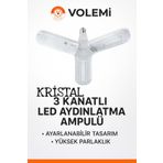 VOLEMİ 3 Kanatlı Kristal LED Ampul 90° Katlanabilir Enerji Tasarruflu Ultra Parlak Aydınlatma E27 Duy