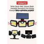VOLEMİ Üçlü Solar LED Projektör – Beyaz Işık – Sensörlü Dış Mekân Aydınlatma Bahçe aydınlatma Vm-23