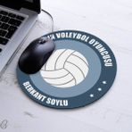 Voleybolcuya Hediye Isme Özel Yuvarlak Mousepad - Beyaz