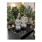 voliX Dizayn Kristal Küre Dekoratif Obje 2’li Set Gümüş Modern Ev Salon Ofis Aksesuarı masa süsü