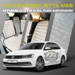 Volksvogen Jetta Mk6 Bej Renk Tay Tüyü Cepli & Terletmez Sırtlı Oto Koltuk Minder Seti - Koltuk Koruma Kılıfı (Ön & Arka Tam Set)