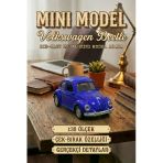 Volkswagen Beetle Vosvos Mini Model Araba 1:38 Die-Cast Metal Çek-Bırak Oyuncak 9.5 Cm Lacivert Vitrin