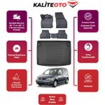 Volkswagen Caddy 2006 Model Bagaj Havuzu+4d Araca Özel Havuzlu Paspas Takımıı Prqx - Siyah