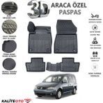 Volkswagen Caddy 2006 Model Tam Uyumlu Kokusuz 3D Havuzlu Paspas - Siyah