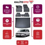 Volkswagen Caddy 2012 Model Bagaj Havuzu+4d Araca Özel Havuzlu Paspas Takımıı Prqx - Siyah