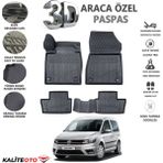 Volkswagen Caddy 2012 Model Tam Uyumlu Kokusuz 3D Havuzlu Paspas - Siyah