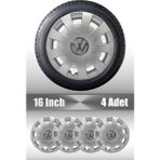 Volkswagen Crafer 16" Inç Uyumlu 4 Adet 1 Takım Gri Kırılmaz Esnek Jant Kapağı (Krom Logolu) 034 - 16 inç