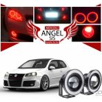 Volkswagen Golf 5 Uyumlu, Universal Mercekli Led Angel Sis Farı, 76mm Kırmızı Renk