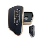 Volkswagen Golf 8 Seat Cupra Skoda Octavia Uyumlu Kumanda Anahtar Kılıfı Gold - Siyah