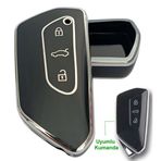 Volkswagen Golf 8 Seat Cupra Skoda Octavia Uyumlu Kumanda Anahtar Kılıfı Oto Anahtarlık Siyah Silver