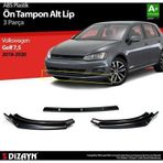Volkswagen Golf Uyumlu 7,5 ABS Plastik Ön Tampon Alt Lip 3 Parça. 2018-2020 A+Kalite Parça